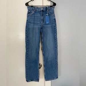 BERSHKA straight fit high rise jeans